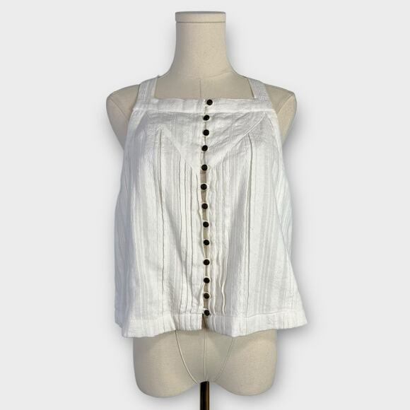 Anthropologie Tops - Anthropologie White Cotton Button Front Tank Size Small